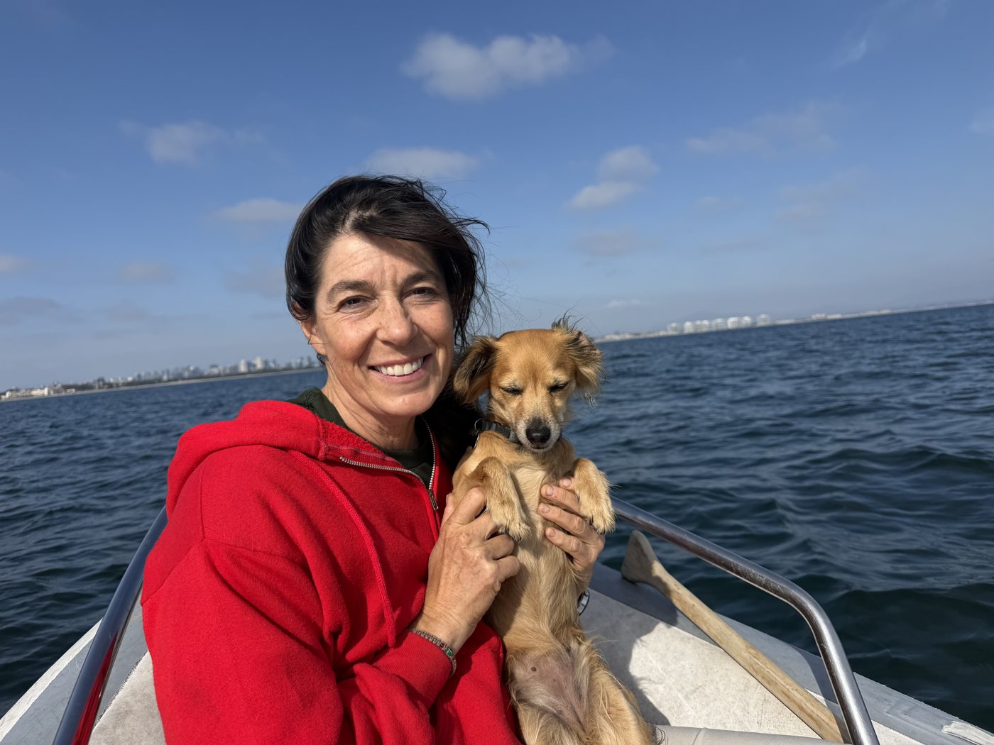 Juliette with a rescue dog